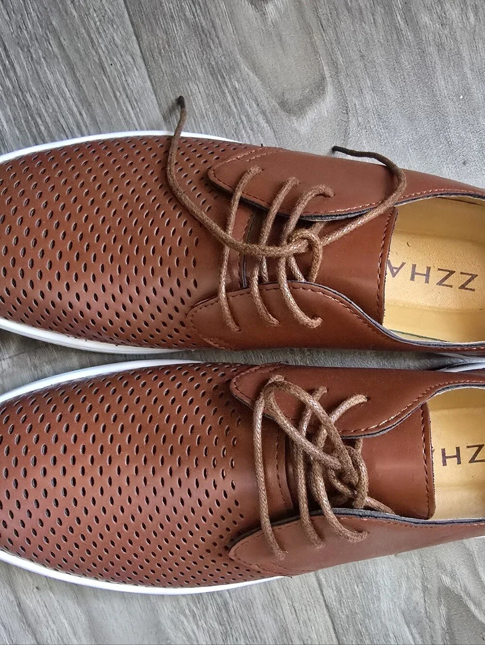 Zzhap Brown Leather Derby Shoes - Comfortable Lace-Up Oxford